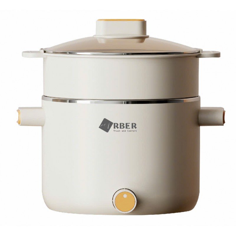Nồi lẩu mini kèm xưng hấp Arber DN06 màu trắng